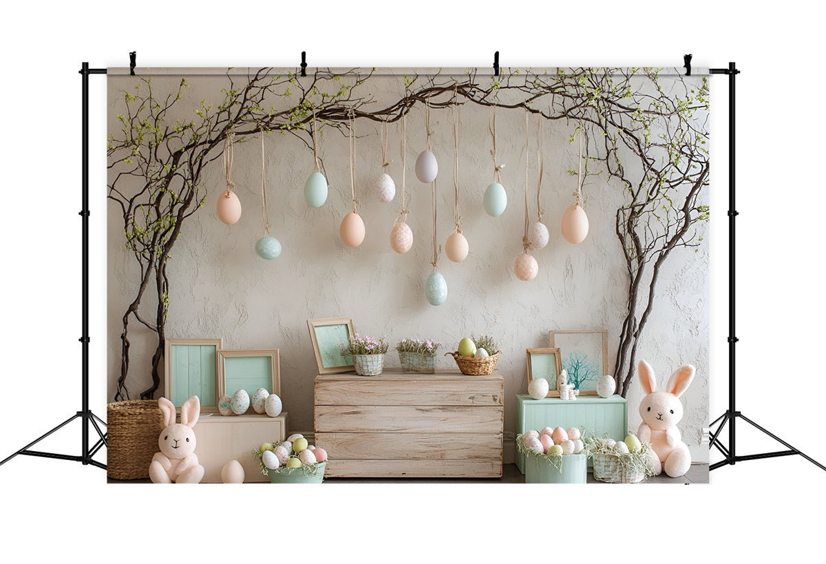 Easter Photography Backdrops Hanging Egg Plush Bunnies Backdrop CSH2-50