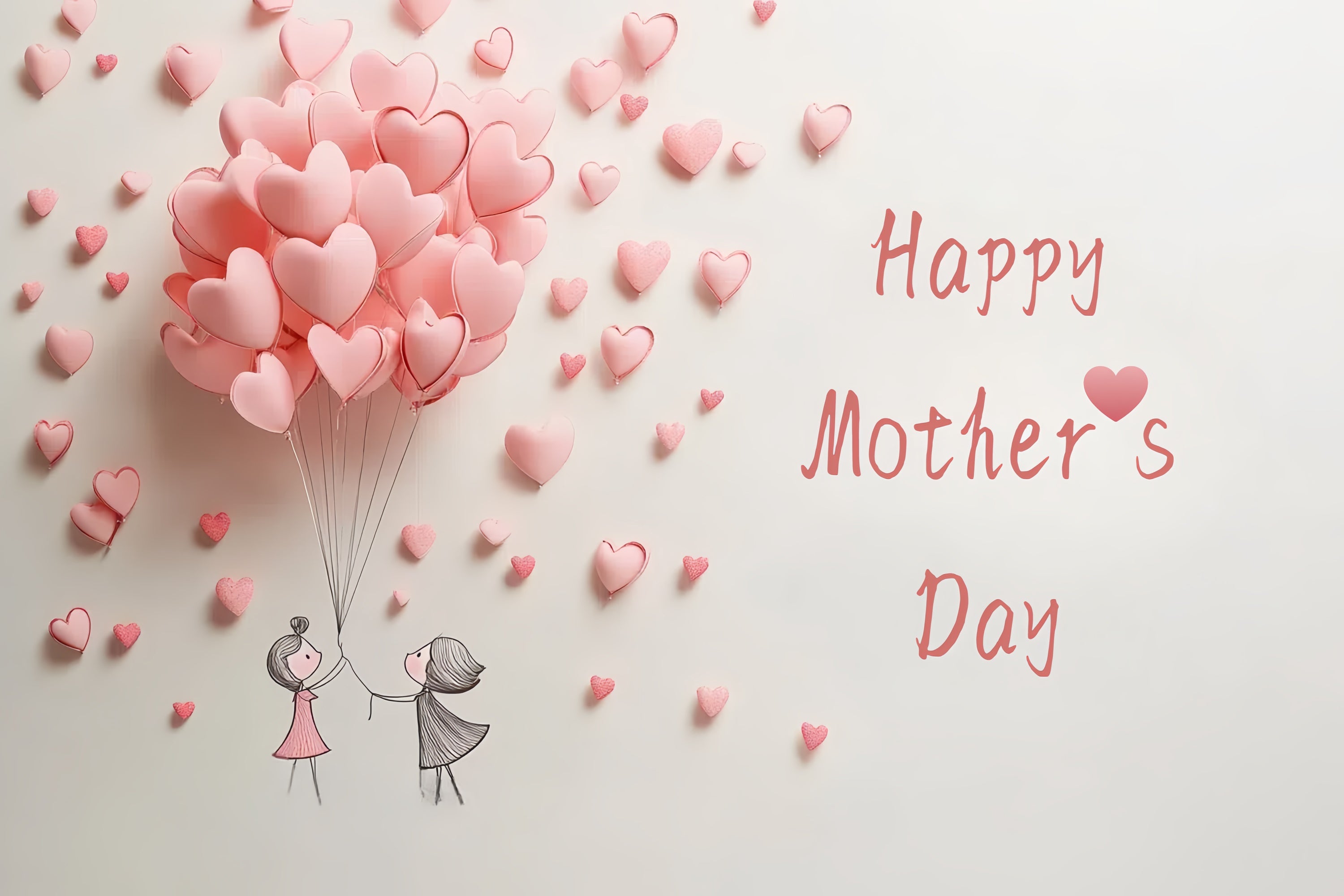 Mothers Day Photo Backdrop Pink Heart Balloons Customized Backdrop CSH3-100