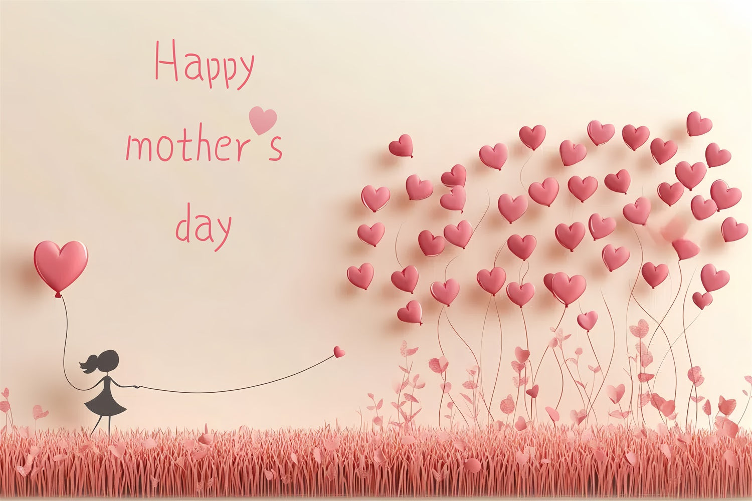 Backdrop For Mothers Day Heart Balloon Meadow Personalized Backdrop CSH3-101