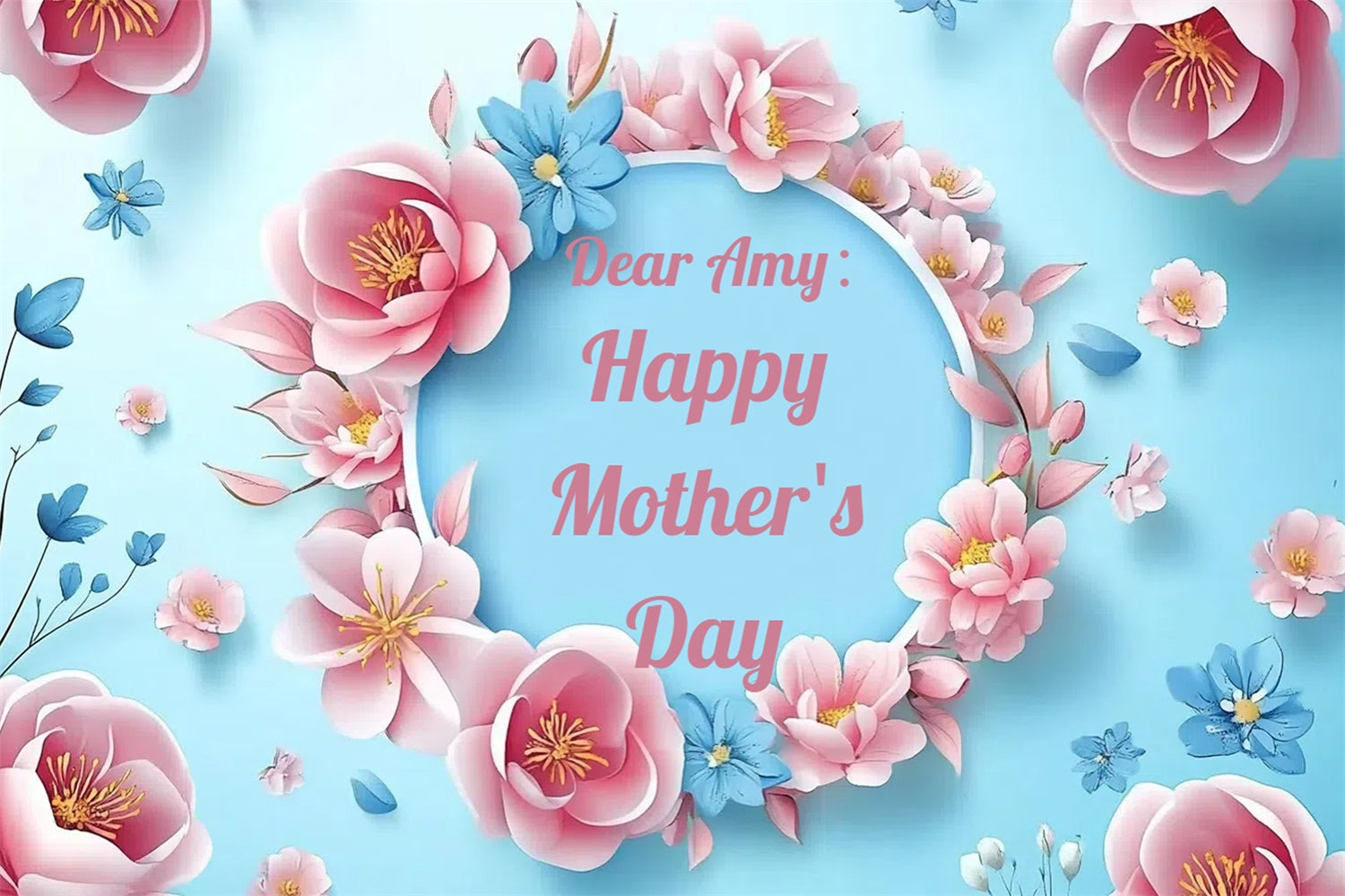 Happy Mother's Day Backdrop Floral Round Frame Customized Backdrop CSH3-104