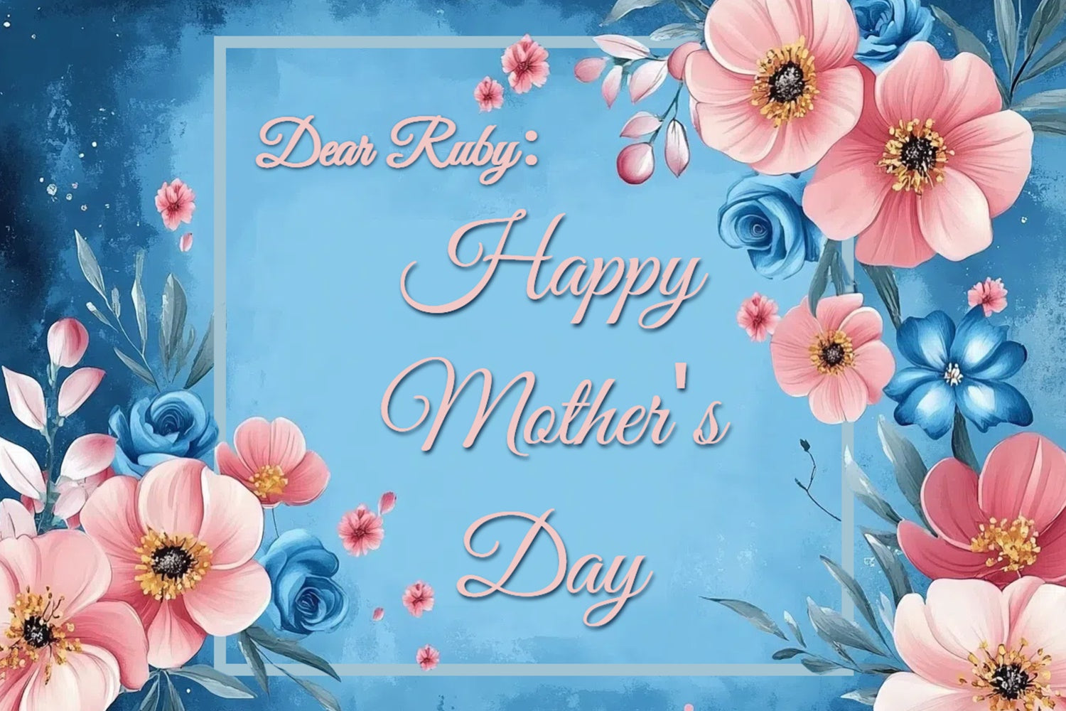 Mother's Day Backdrop Ideas Blue Floral Romance Customized Backdrop CSH3-105