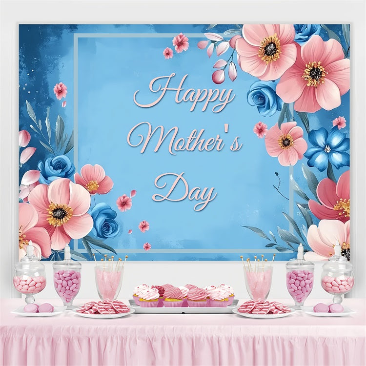 Mother's Day Backdrop Ideas Blue Floral Romance Customized Backdrop CSH3-105
