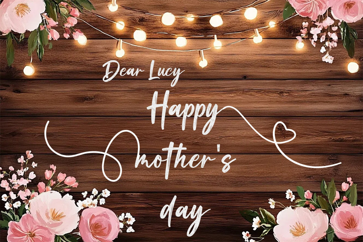 Mothers Day Backdrop Wooden Blossom Glow Personalized Backdrop CSH3-106