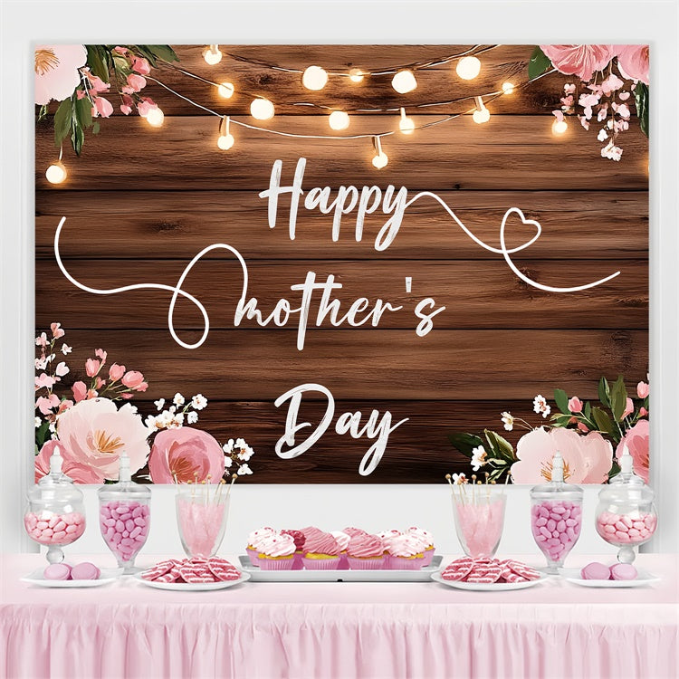 Mothers Day Backdrop Wooden Blossom Glow Personalized Backdrop CSH3-106