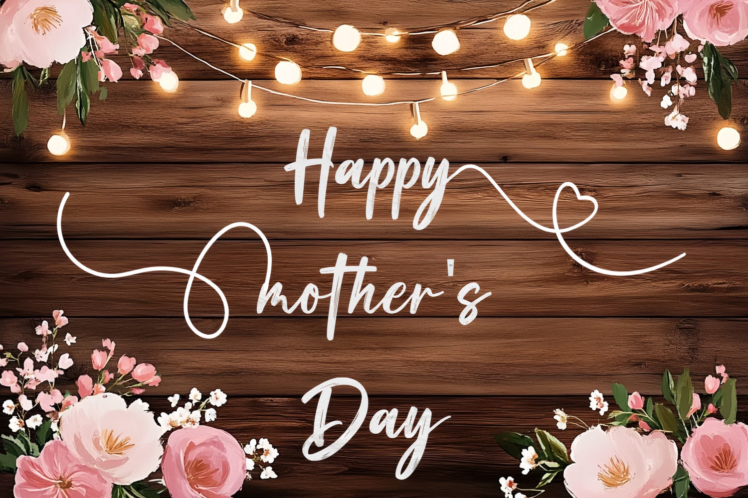Mothers Day Backdrop Wooden Blossom Glow Personalized Backdrop CSH3-106