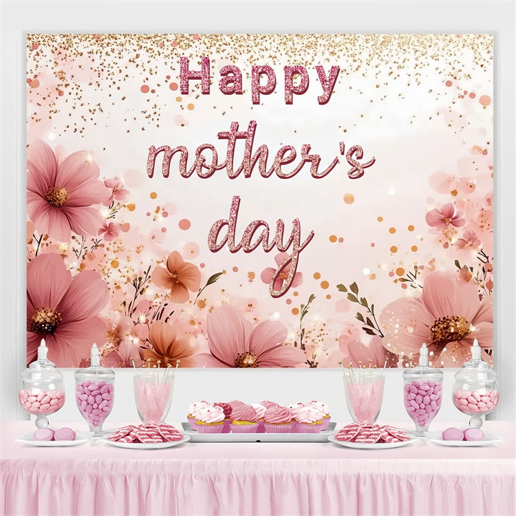 Backdrops For Mother's Day Blush Floral Glitter Custom Backdrop CSH3-109