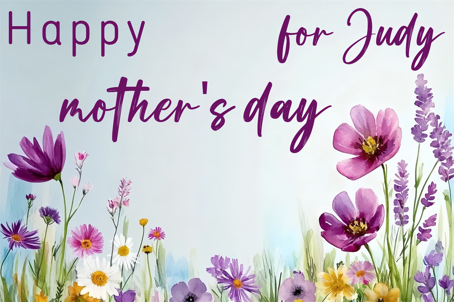 Mothers Day Backdrops Wildflower Meadow Watercolor Custom Backdrop CSH3-110