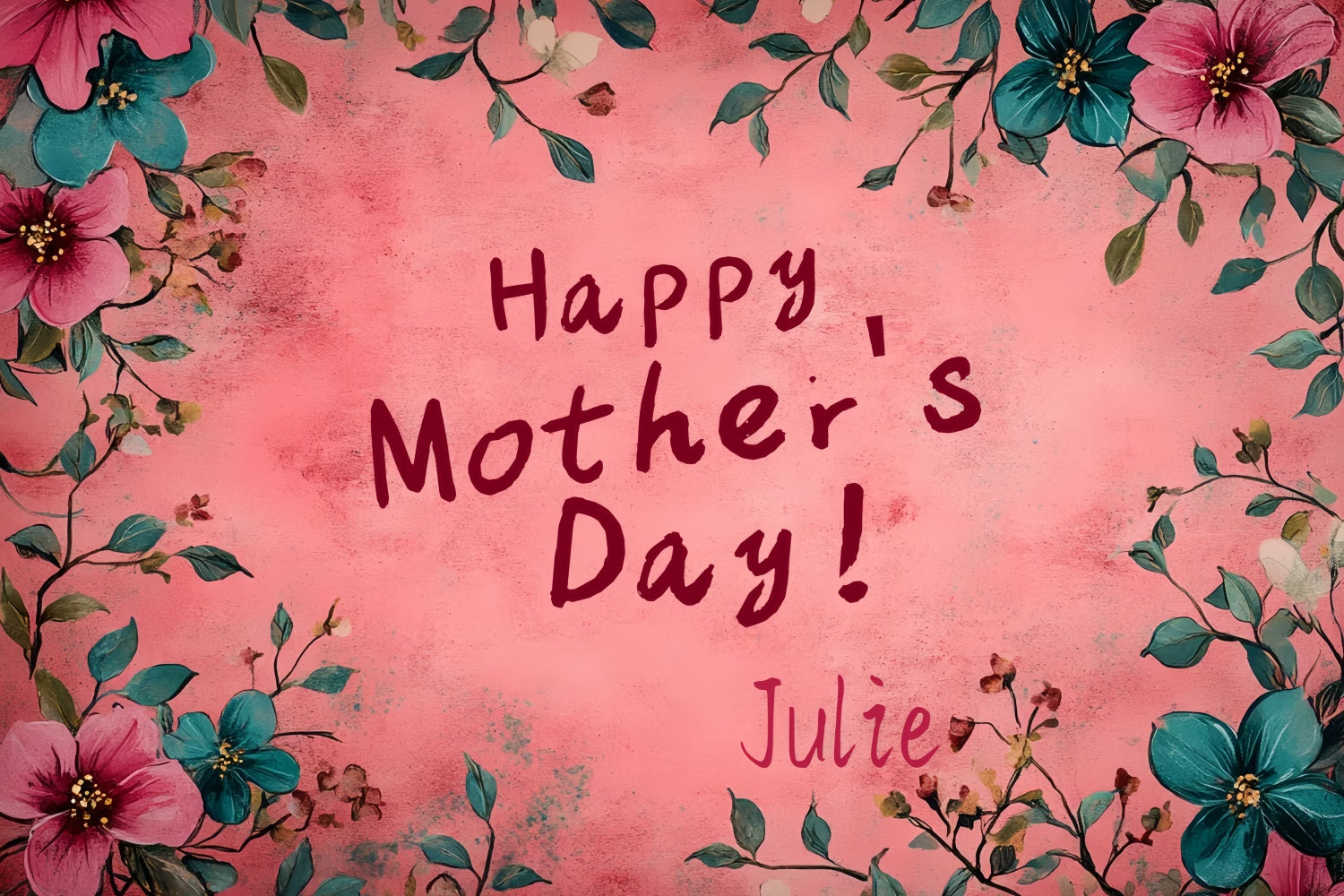 Mothers Day Backdrop Blush Floral Frame Personalized Backdrop CSH3-115
