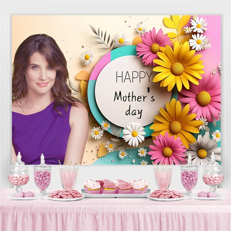 Mothers Day Photo Backdrop Festive Pastel Daisy Custom Backdrop CSH3-119