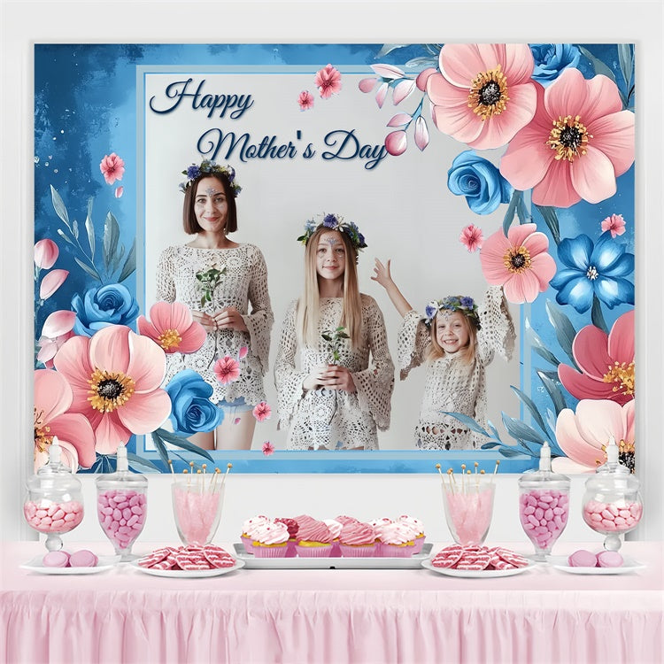 Mothers Day Photo Backdrop Romantic Blue Blossom Custom Backdrop CSH3-123
