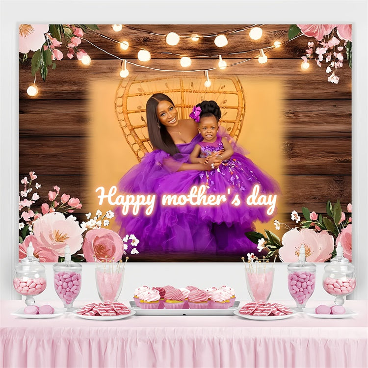 Mother's Day Backdrop Cozy Wooden Blossom Customized Backdrop CSH3-124