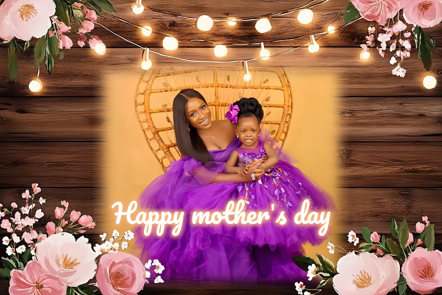 Mother's Day Backdrop Cozy Wooden Blossom Customized Backdrop CSH3-124