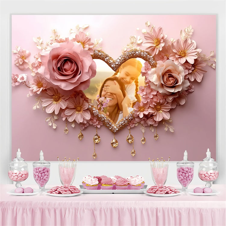 Mothers Day Backdrop Dreamy Pink Floral Personalized Backdrop CSH3-125