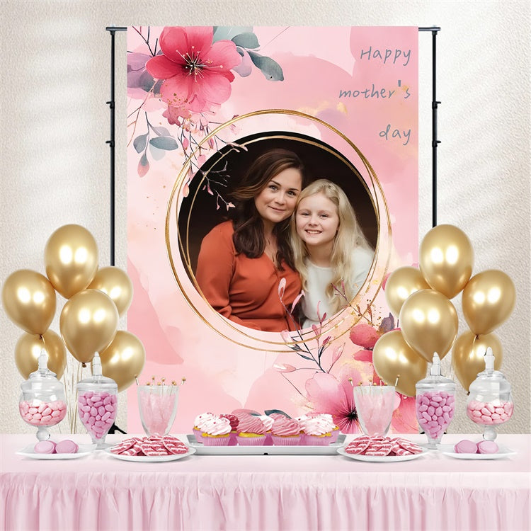 Mother's Day Backdrop Watercolor Floral Frame Custom Backdrop CSH3-127