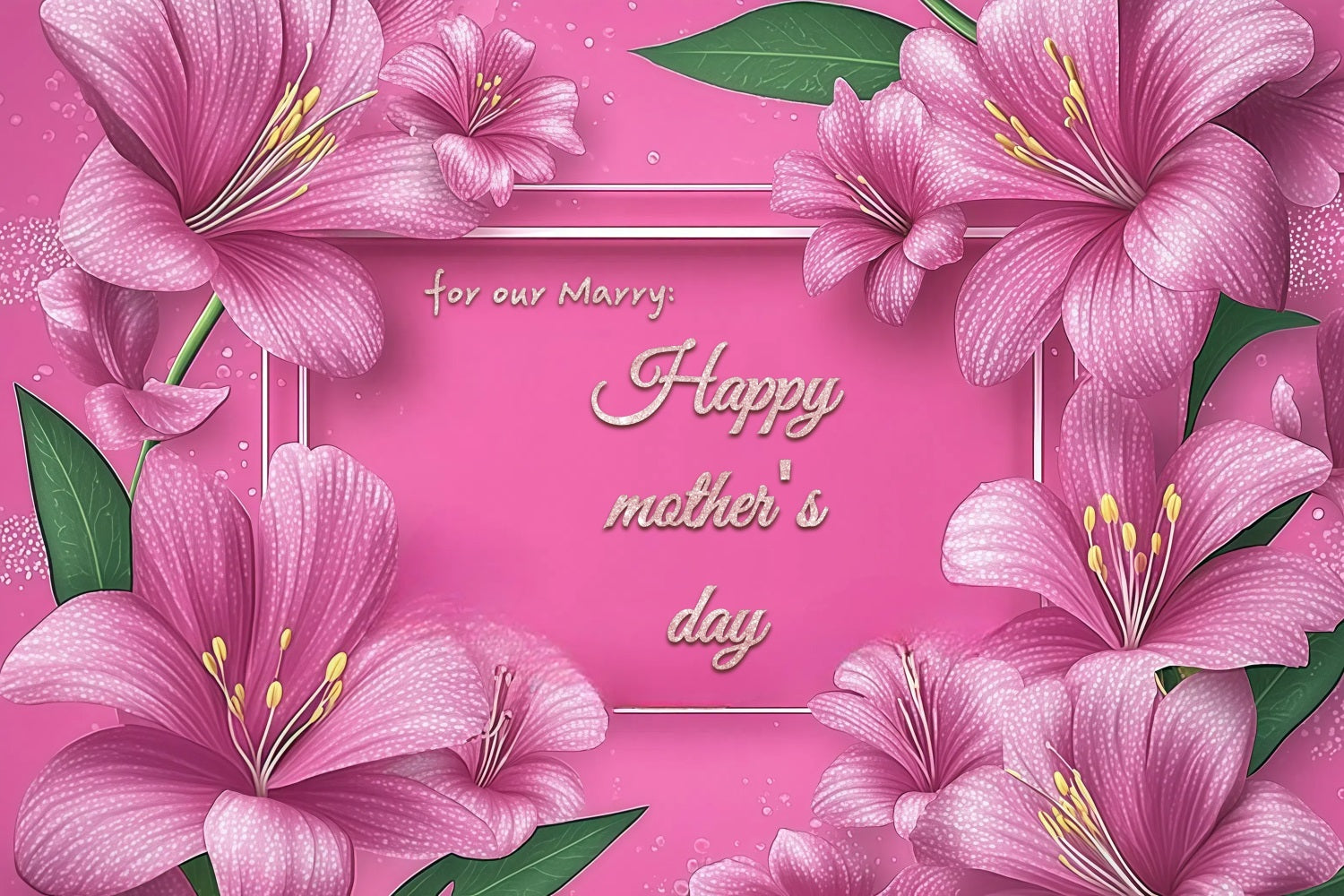 Mother's Day Backdrop Pink Lily Floral Frame Customized Backdrop CSH3-131