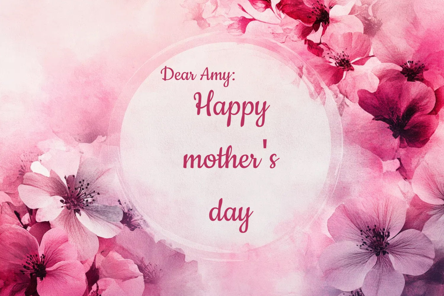 Mothers Day Backdrops Pink Watercolor Floral Personalized Backdrop CSH3-136
