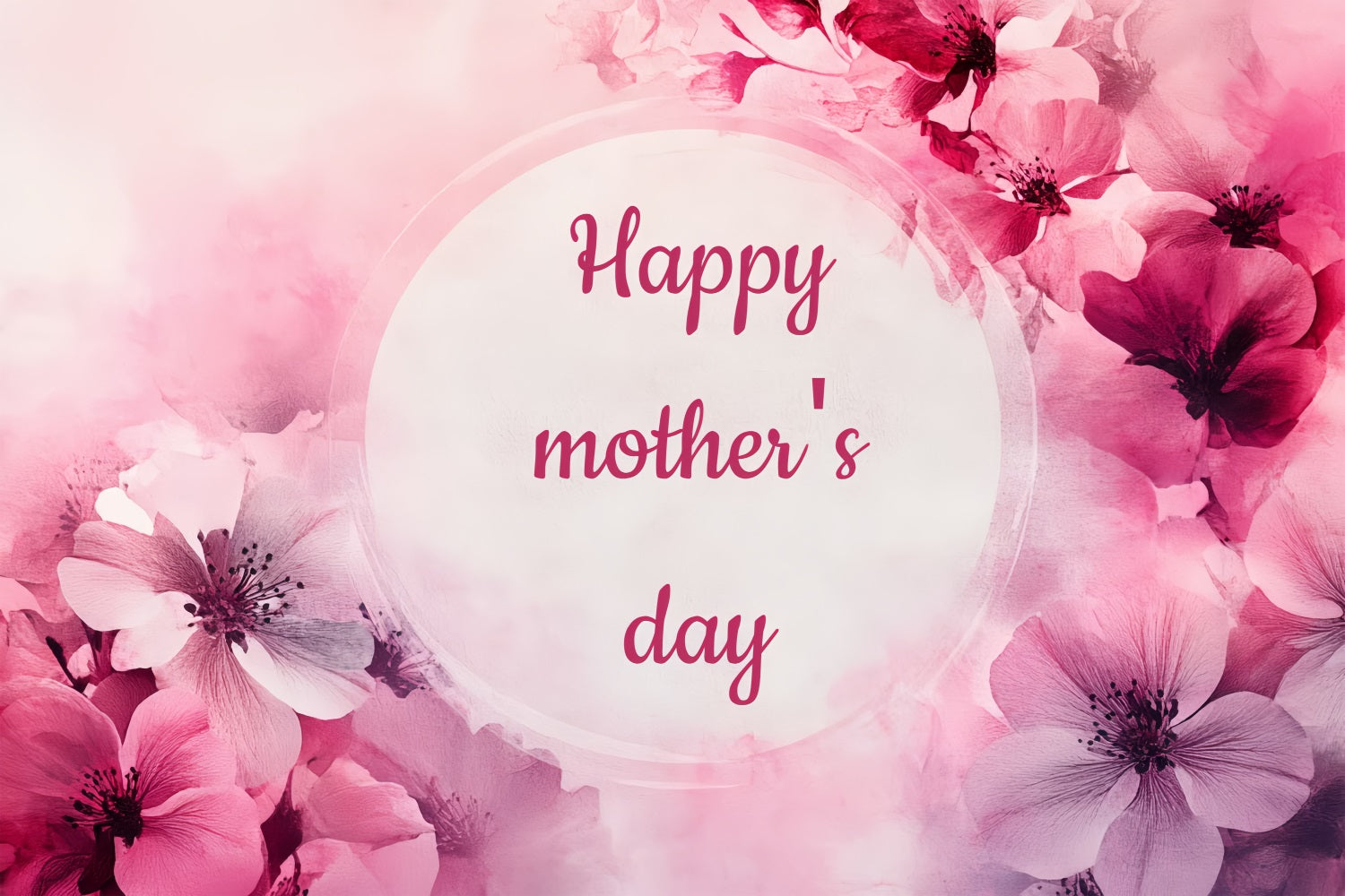 Mothers Day Backdrops Pink Watercolor Floral Personalized Backdrop CSH3-136