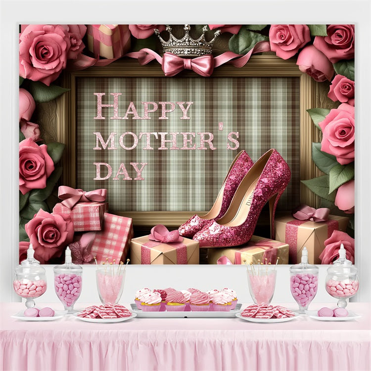 Mother's Day Backdrop Ideas High Heels Roses Custom Backdrop CSH3-148