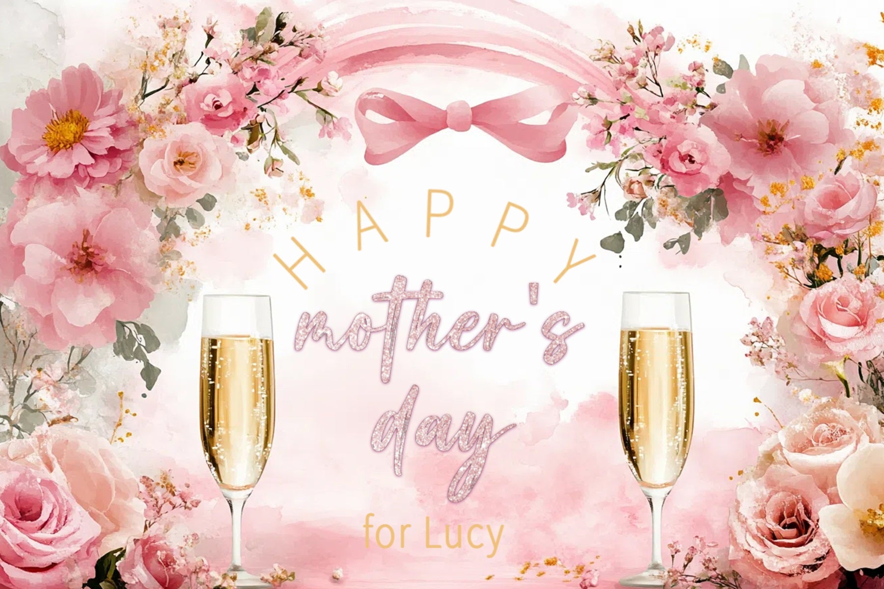 Backdrop For Mothers Day Floral Champagne Toast Customized Backdrop CSH3-149