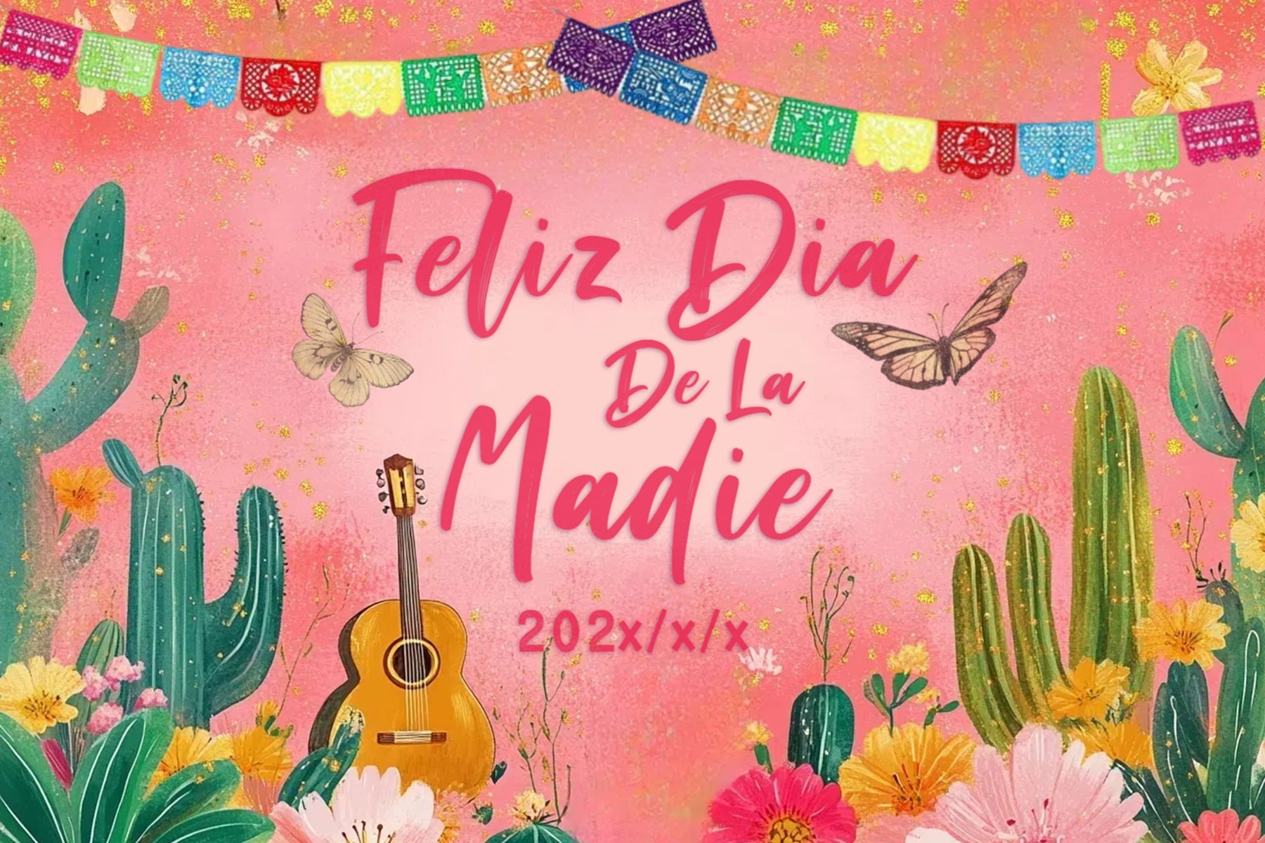 Mother Day Backdrop Butterfly Cactus Personalized Backdrop CSH3-155