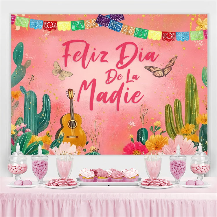 Mother Day Backdrop Butterfly Cactus Personalized Backdrop CSH3-155