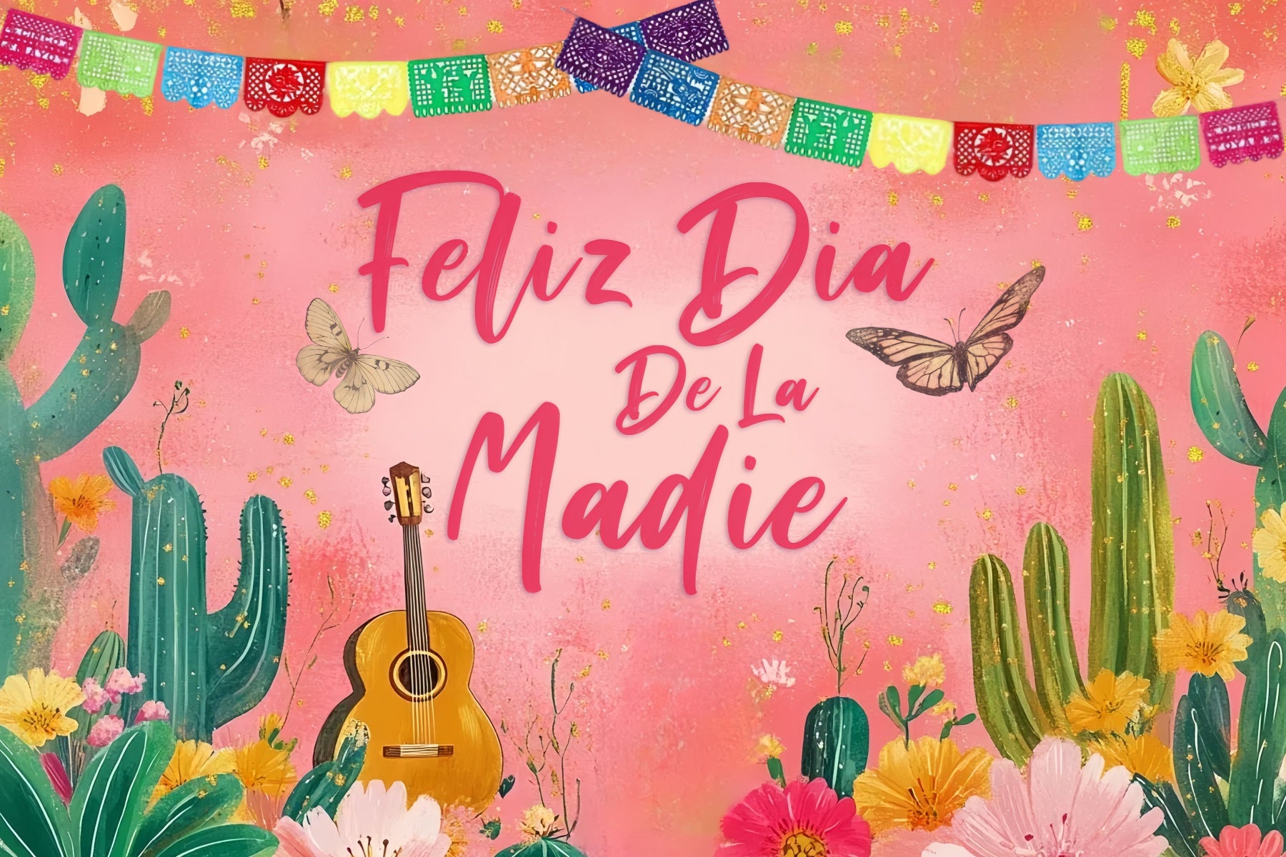 Mother Day Backdrop Butterfly Cactus Personalized Backdrop CSH3-155