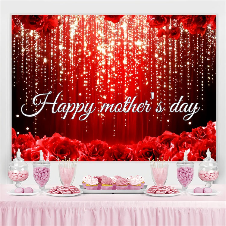 Backdrops For Mothers Day Red Sparkling Rose Customized Backdrop CSH3-157