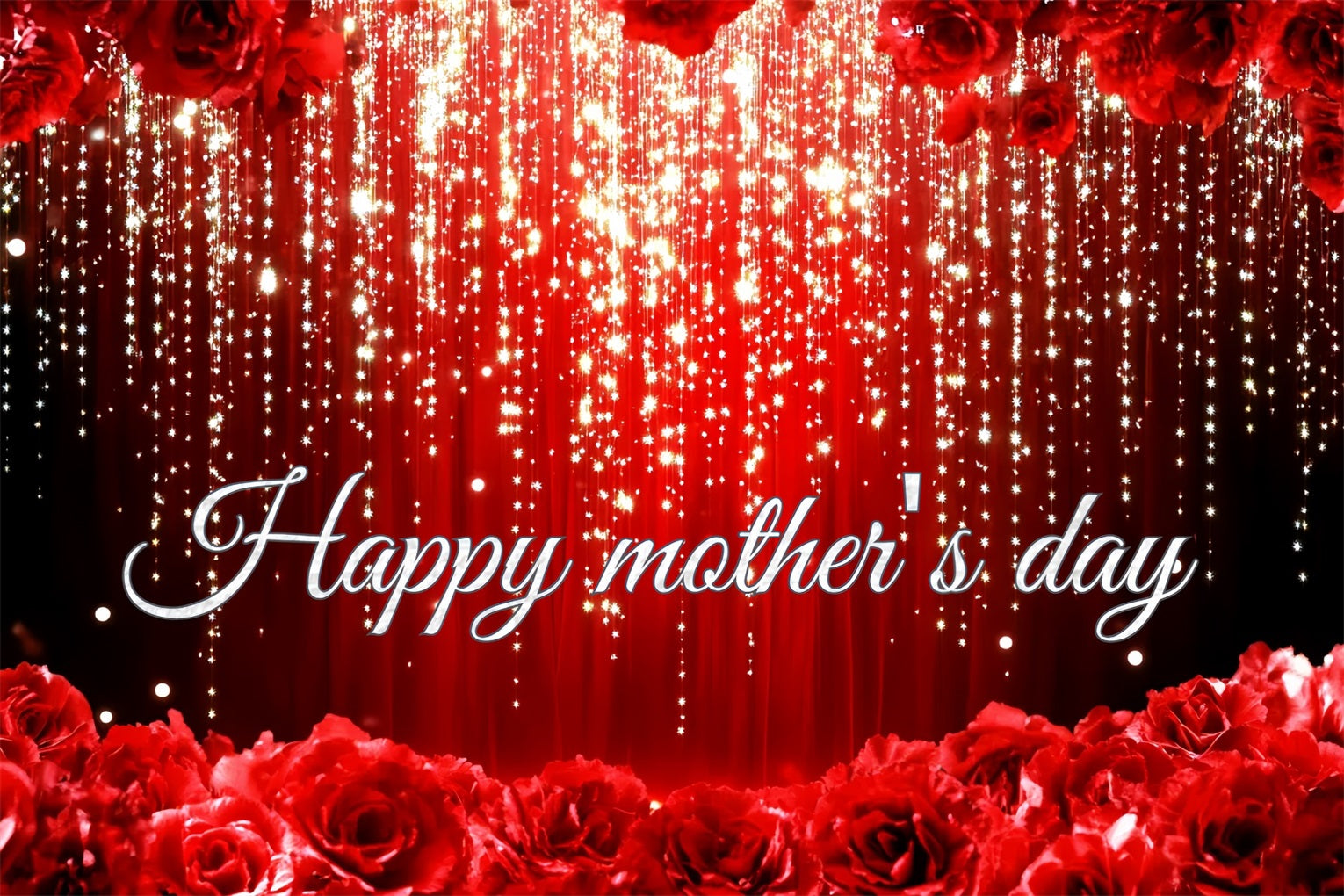 Backdrops For Mothers Day Red Sparkling Rose Customized Backdrop CSH3-157