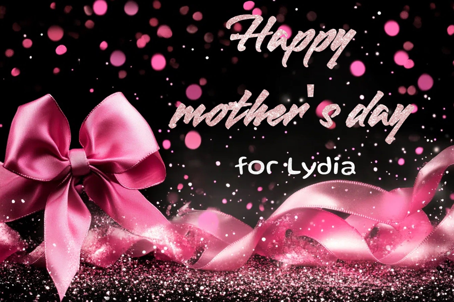 Happy Mothers Day Backdrop Glitter Pink Bow Personalised Backdrop CSH3-158