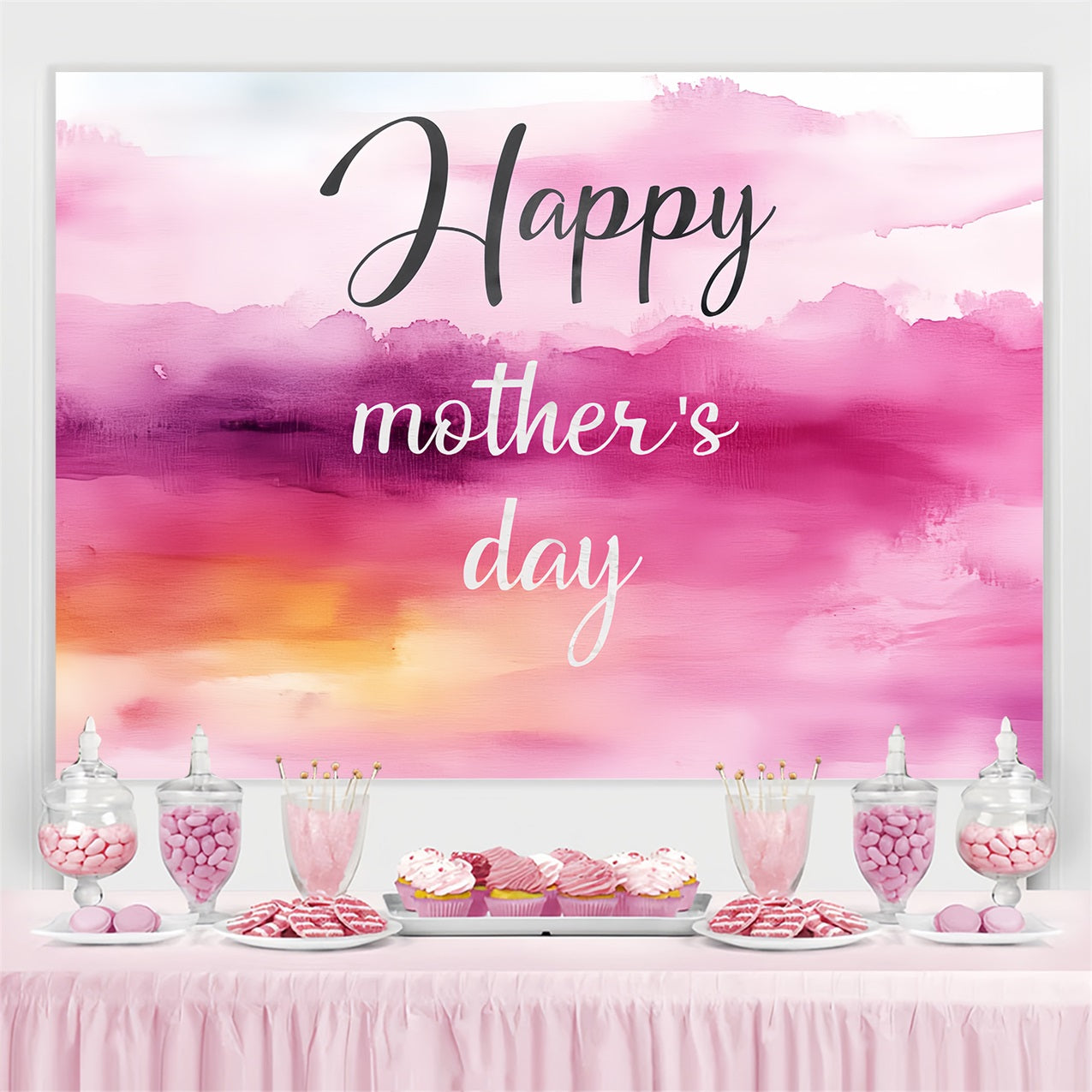 Mother's Day Backdrop Abstract Watercolor Pink Custom Backdrop CSH3-160