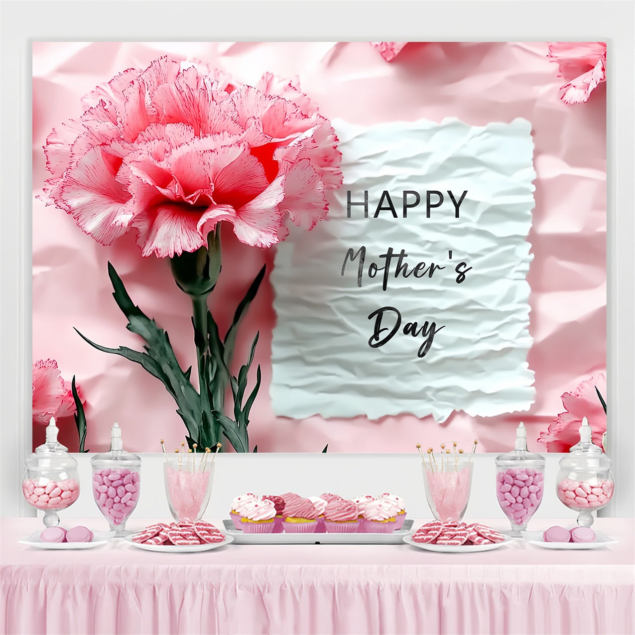 Mother's Day Backdrops Floral Wrinkled Paper Personalized Backdrop CSH3-163