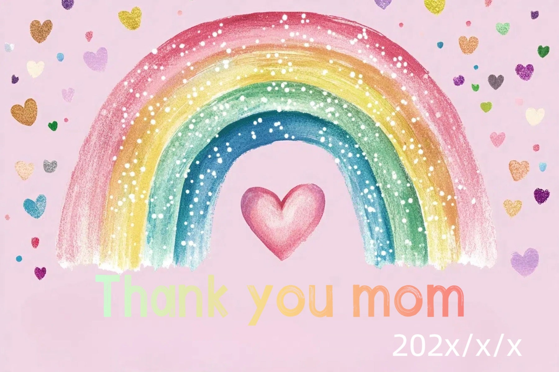 Backdrops For Mother's Day Colorful Hearts Rainbow Personalised Backdrop CSH3-170