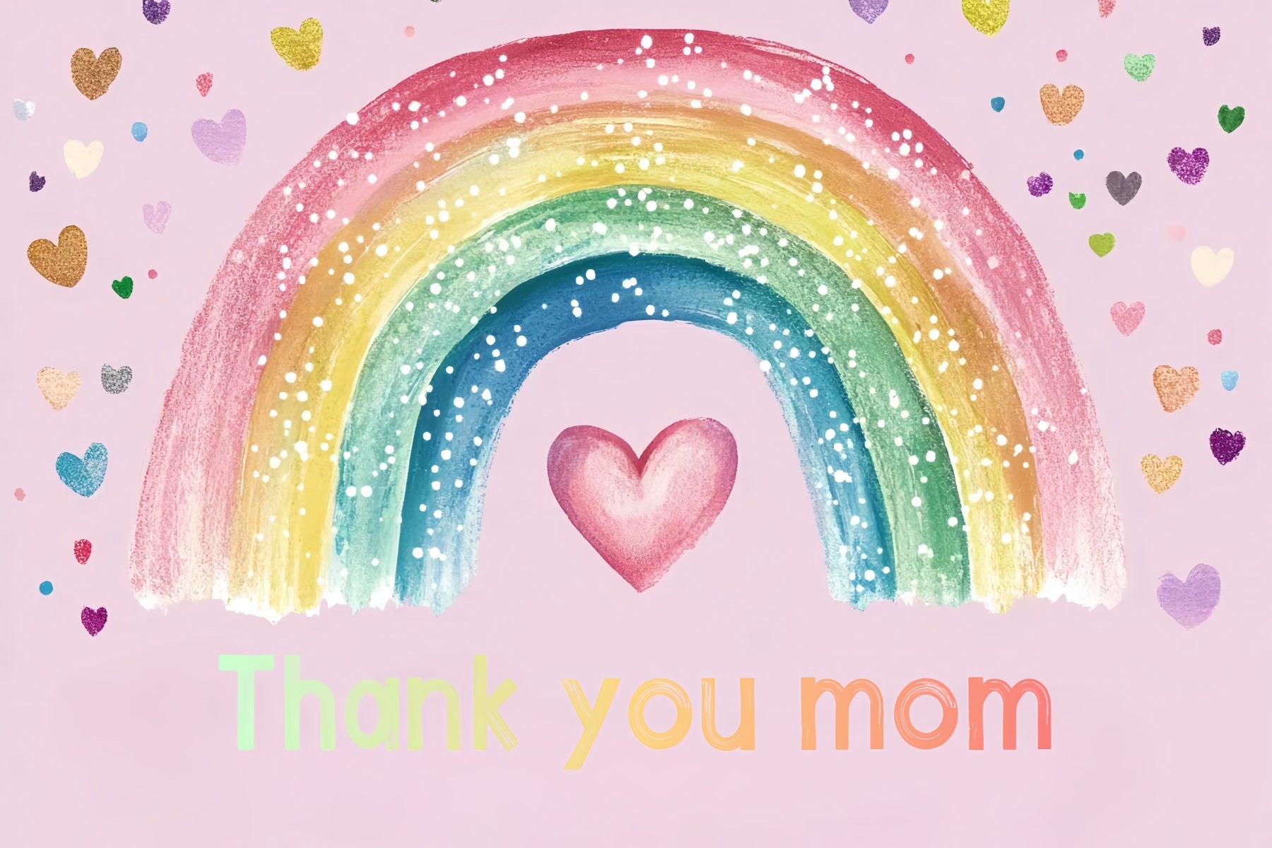 Backdrops For Mother's Day Colorful Hearts Rainbow Personalised Backdrop CSH3-170
