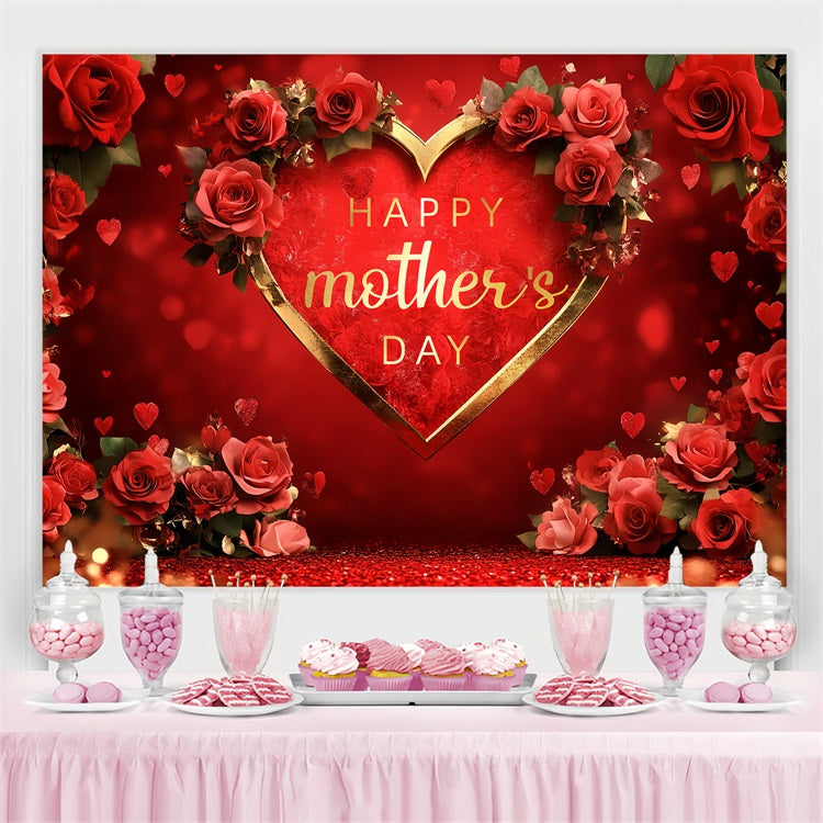 Mothers Day Backdrop Red Rose Heart Customized Backdrop CSH3-173