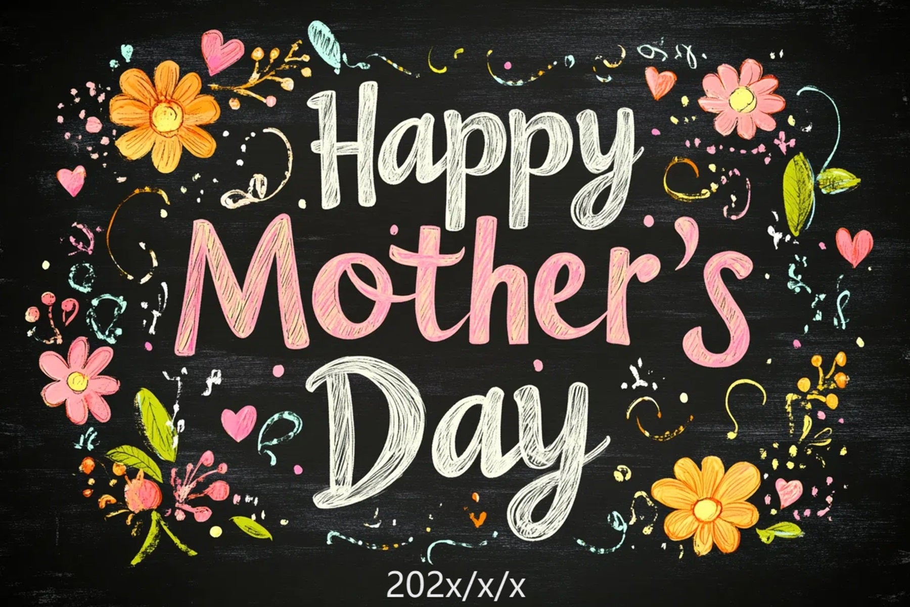 Mother's Day Backdrop Ideas Chalkboard Floral Customized Backdrop CSH3-177