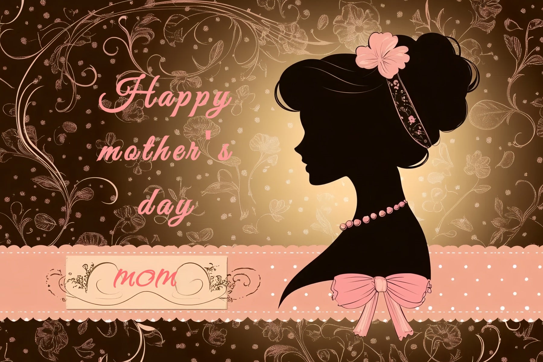 Backdrop For Mothers Day Floral Art Silhouette Personalised Backdrop CSH3-178