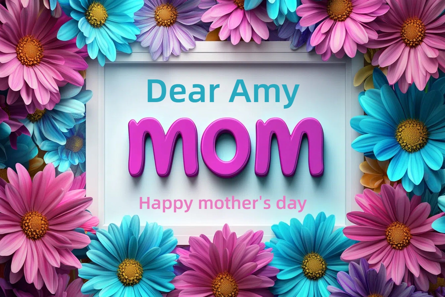 Happy Mother's Day Backdrop Bright Daisy Frame Custom Backdrop CSH3-180