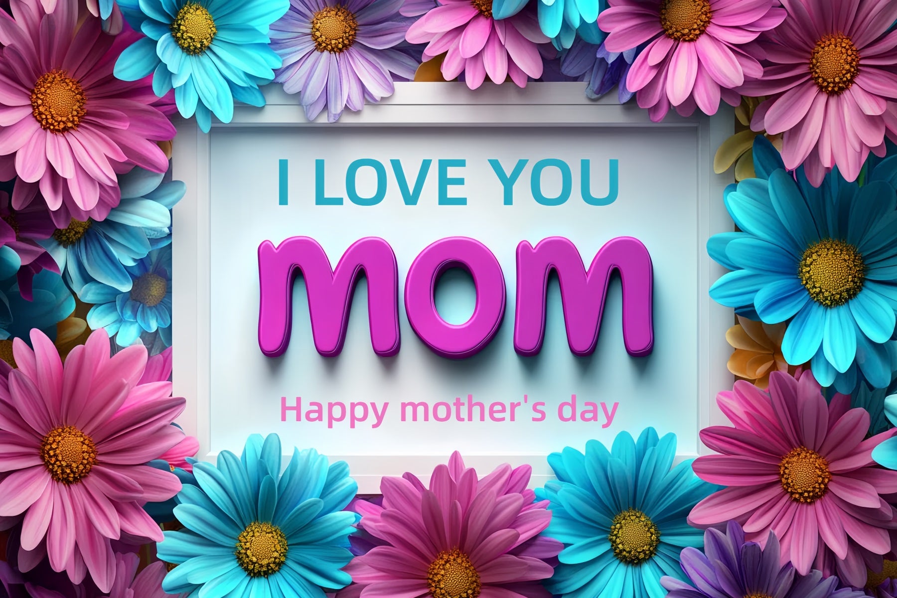 Happy Mother's Day Backdrop Bright Daisy Frame Custom Backdrop CSH3-180
