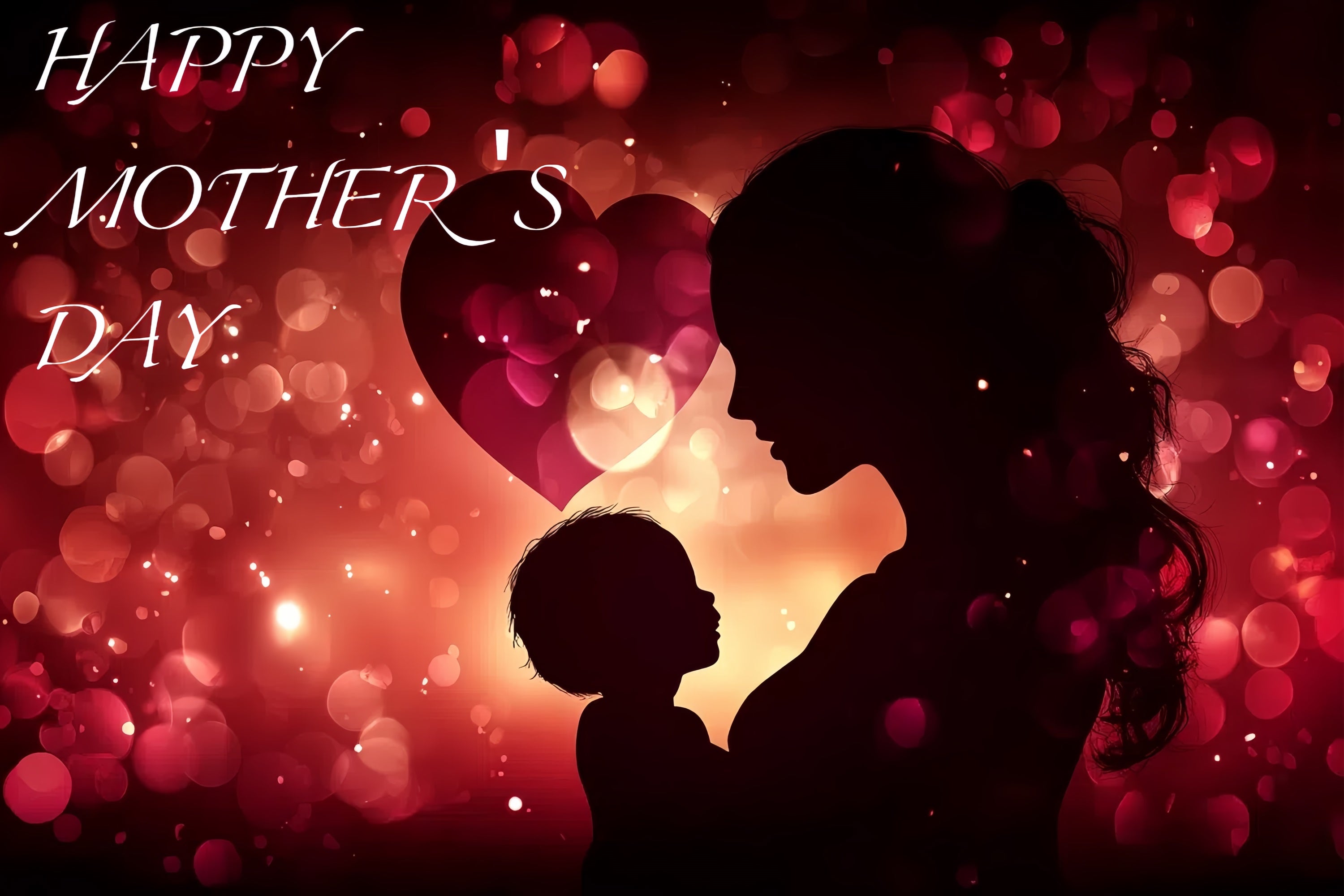 Mothers Day Backdrop Ideas Glowing Red Heart Customized Backdrop CSH3-181