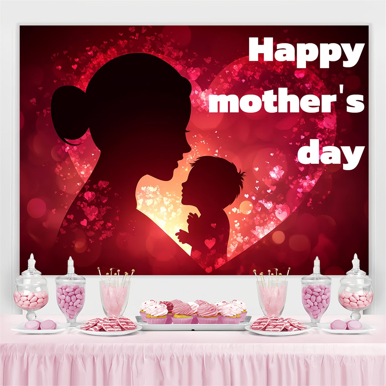 Backdrop Mothers Day Silhouette Love Personalised Backdrop CSH3-182