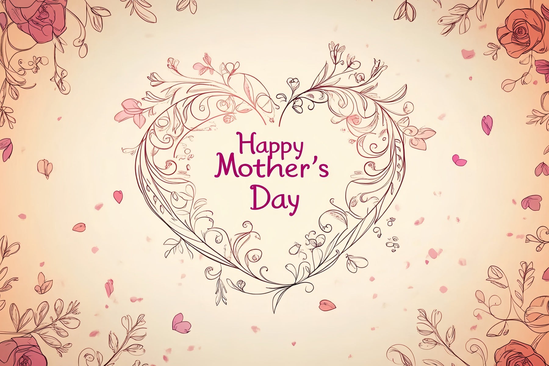 Backdrops For Mother's Day Floral Heart Personalized Backdrop CSH3-183