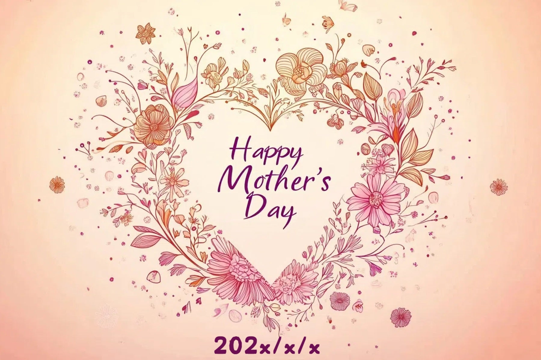 Mother Day Backdrop Romantic Floral Heart Custom Backdrop CSH3-184