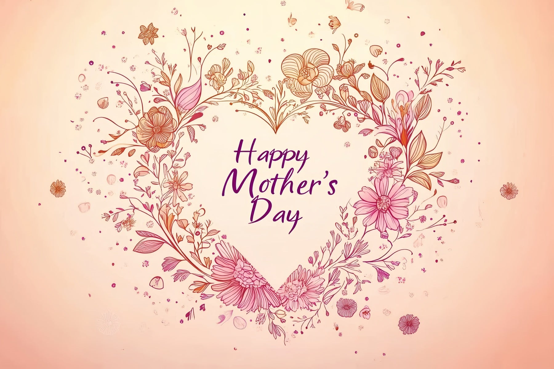 Mother Day Backdrop Romantic Floral Heart Custom Backdrop CSH3-184