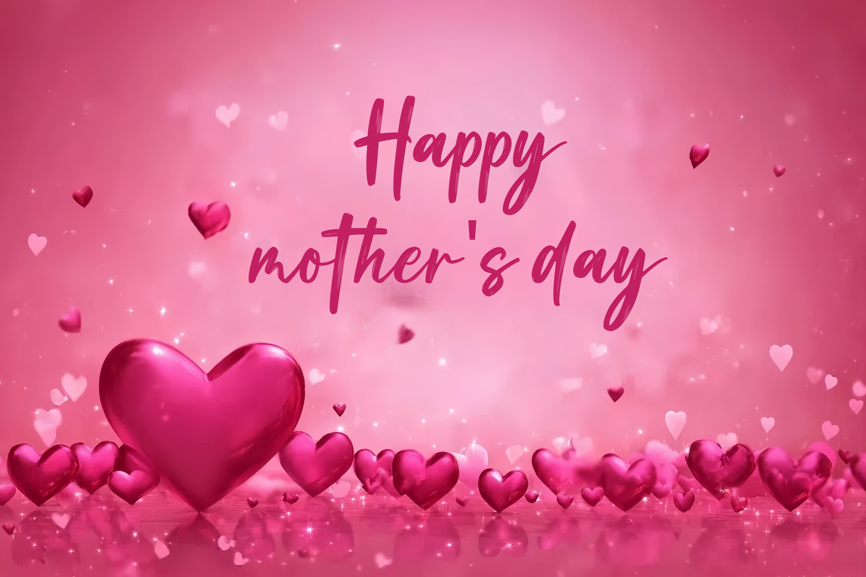 Backdrops For Mothers Day Pink Romantic Hearts Personalised Backdrop CSH3-186