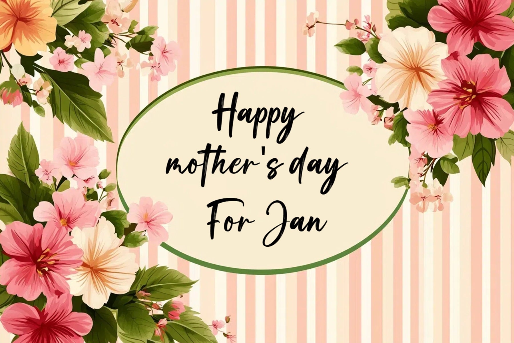 Happy Mothers Day Backdrop Floral Striped Personalized Backdrop CSH3-187