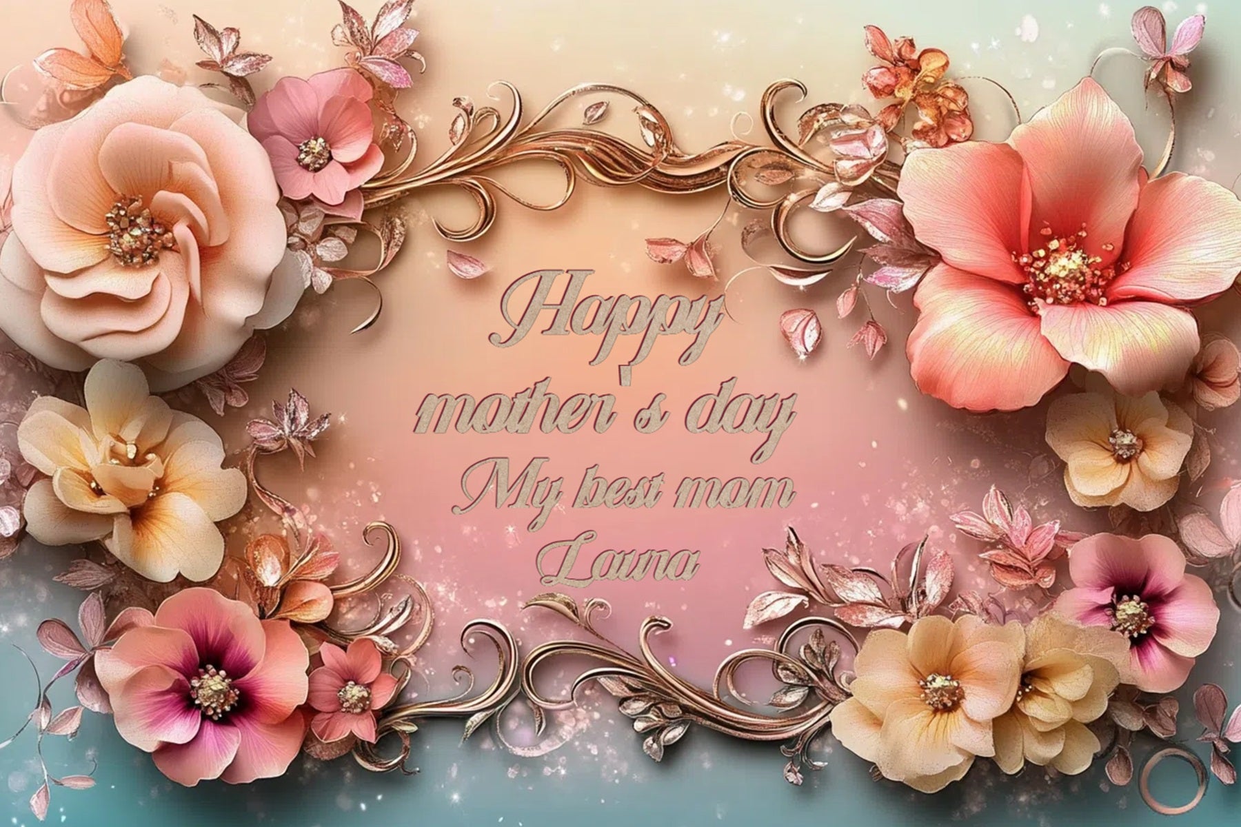 Mother's Day Backdrop Golden Petal Art Customized Backdrop CSH3-190