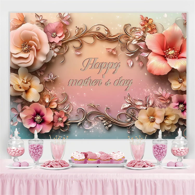Mother's Day Backdrop Golden Petal Art Customized Backdrop CSH3-190
