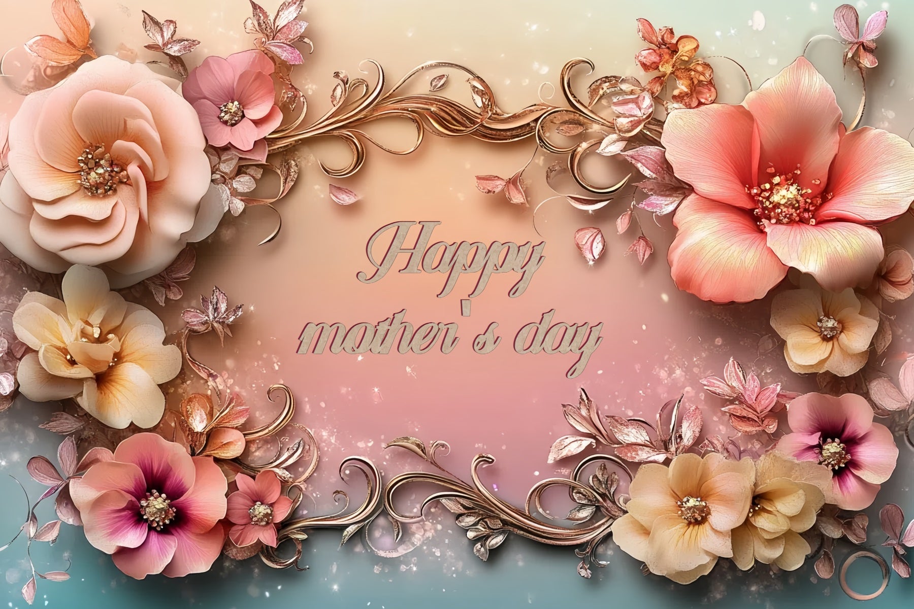 Mother's Day Backdrop Golden Petal Art Customized Backdrop CSH3-190