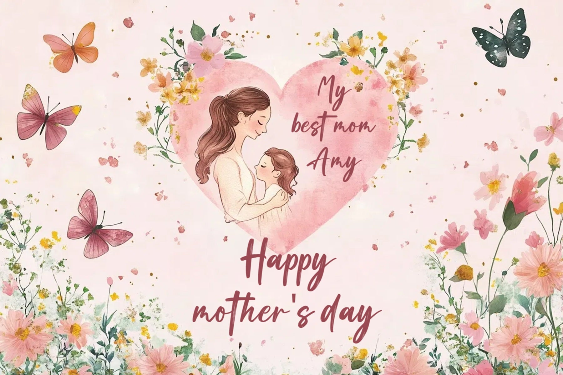 Mothers Day Backdrop Butterflies Blooms Personalised Backdrop CSH3-191