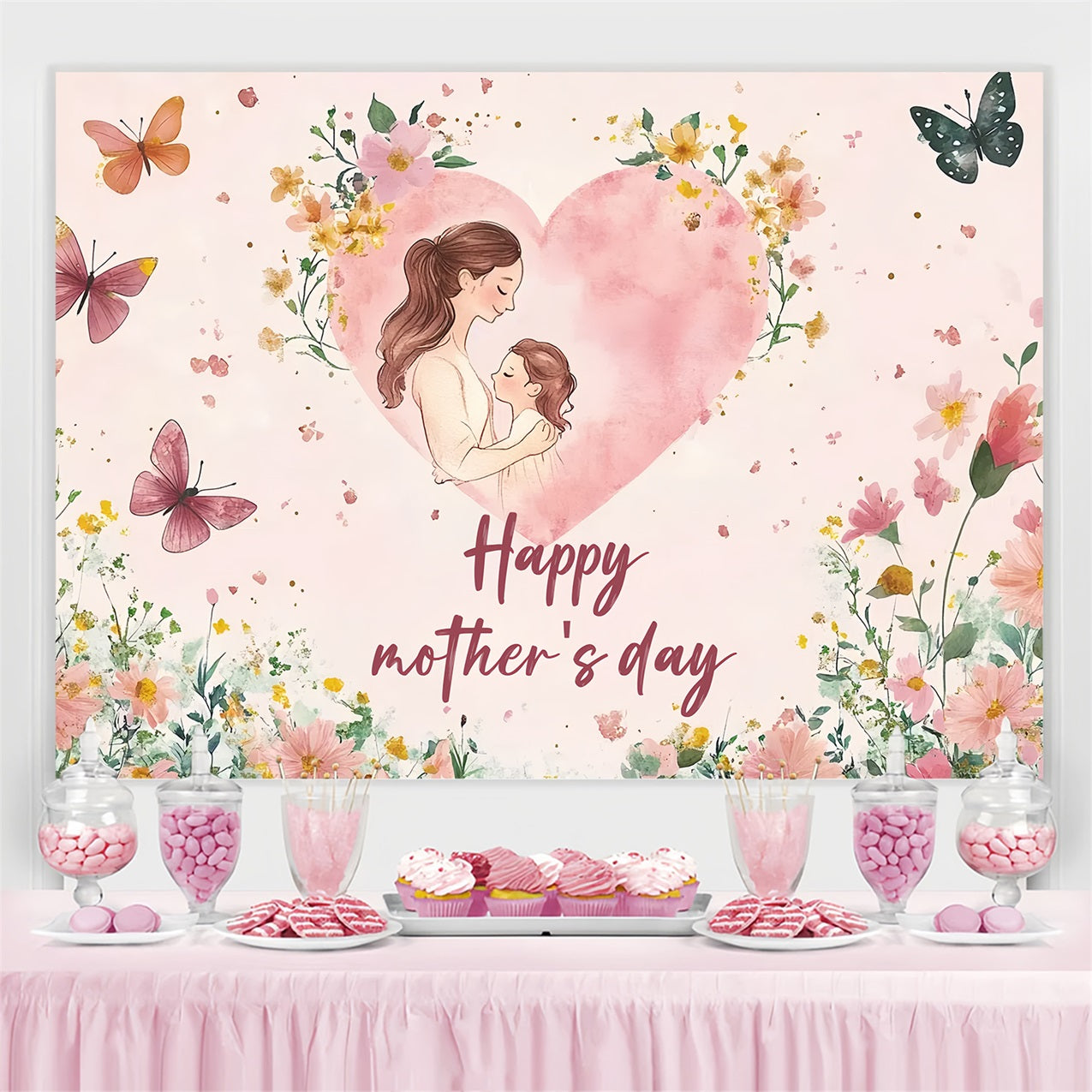 Mothers Day Backdrop Butterflies Blooms Personalised Backdrop CSH3-191